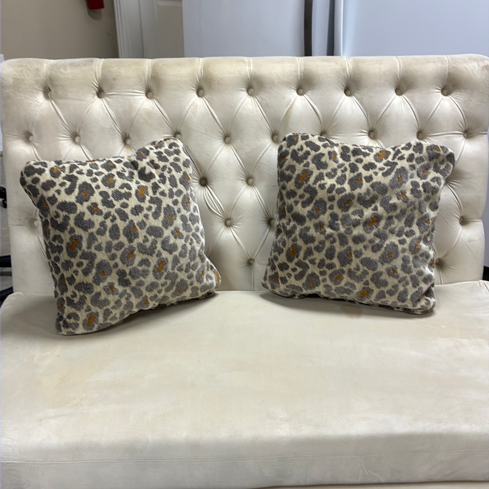 Custom cheetah chenille pillows by Lazy Boy.